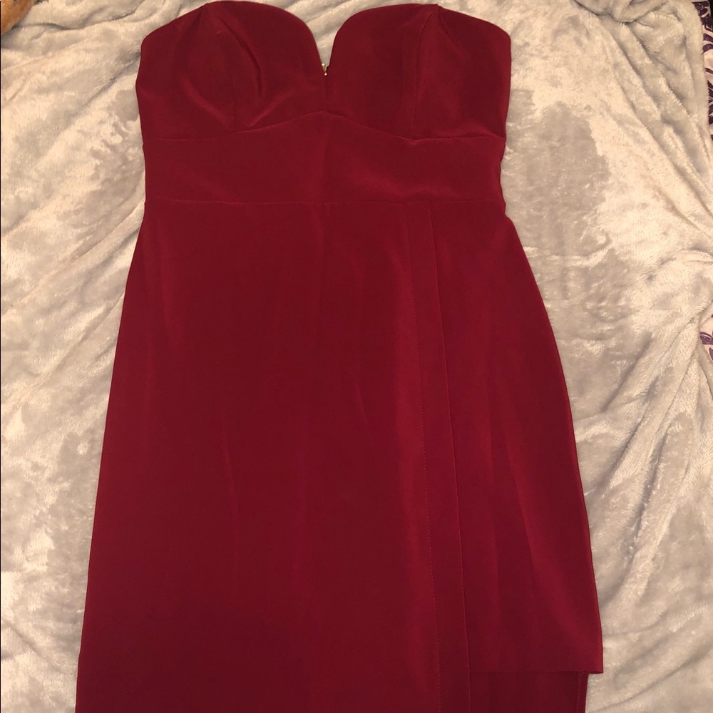 NWOT Lulus Gazing Fixedly Wine Red Strapless Dress